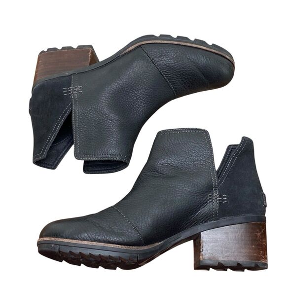 Sorel Cate Cut Out Booties Women’s Size 9.5 Black Leather Suede (HF33) - Picture 5 of 7